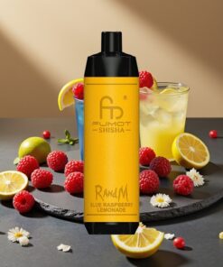 RandM Fumot Shisha 10000 Puffs Wegwerp Vape Blauwe Framboos Limonade met LED Indicator
