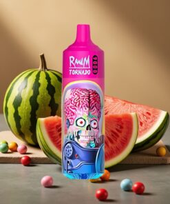 RandM Fumot Tornado 9000 Puffs Wegwerp Vape Watermeloen Skittles 18 mL Mesh Coil RandM Tornado 9000 Puffs 850 mAh RGB Display